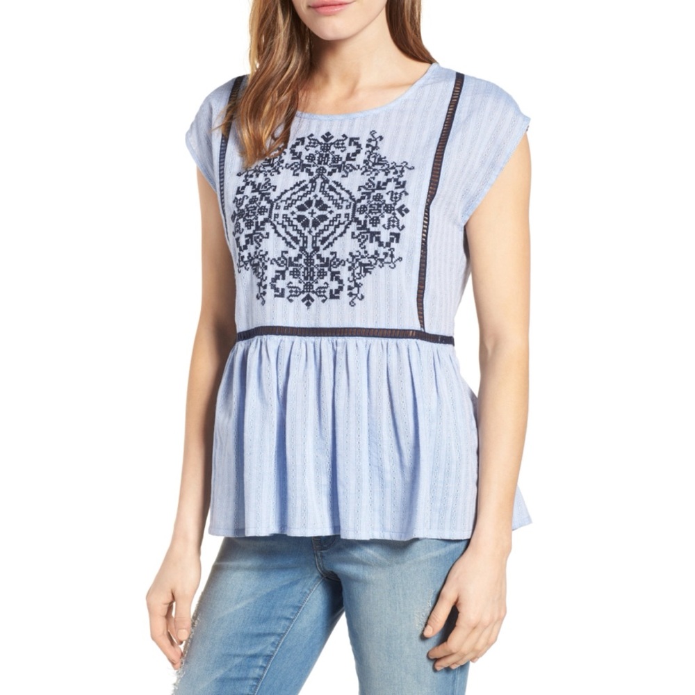 Nordstrom Caslon Cross-Stitch Blouse - Picture 1 of 6